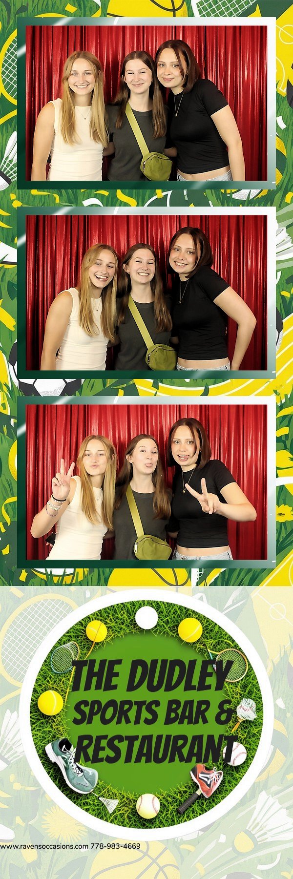 A three-frame guest photo strip from The Dudley Sports Bar & Restaurant
